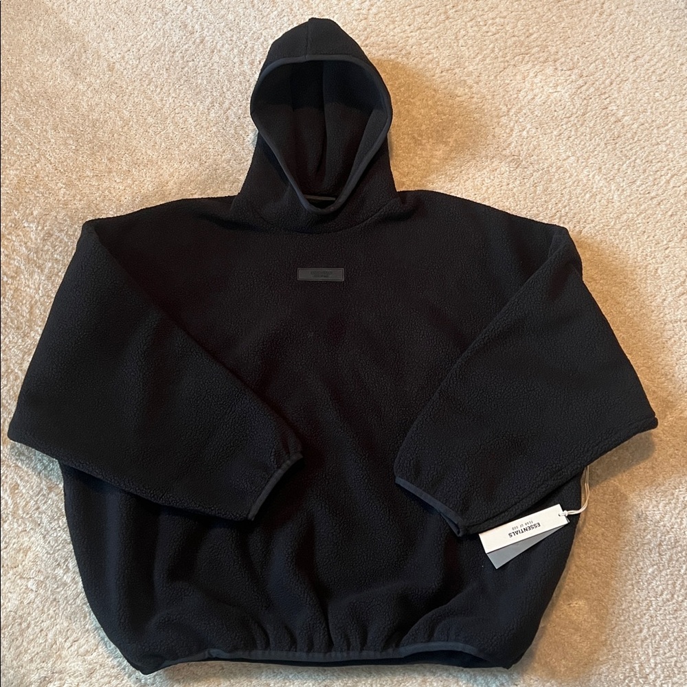 Fear of God Essentials Relaxed Fit Fleece Pullover Hoodie Jet Black XL